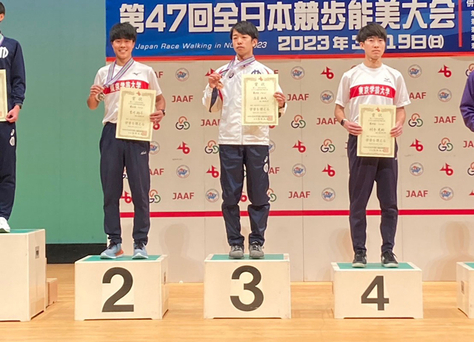 日本学生選手権(20km競歩)にて吉川絢斗さん(B保健体育)が銀メダル獲得。