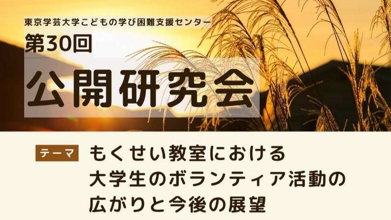 【こどもの学び困難支援センター】第30回公開研究会のお知らせ