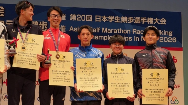 日本学生選手権（ハーフマラソン競歩）にて吉迫大成さん（E生涯スポーツ3年）が銅メダルを獲得